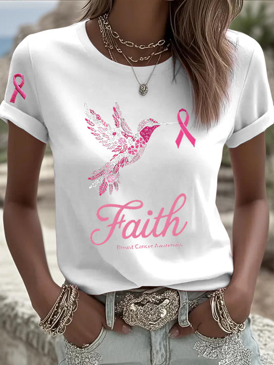 Жените розов панделка колибри случайни тениска