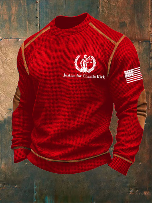 Мъжки повратна точка чарли кърк с къс ръкав възпоменателна суитчър