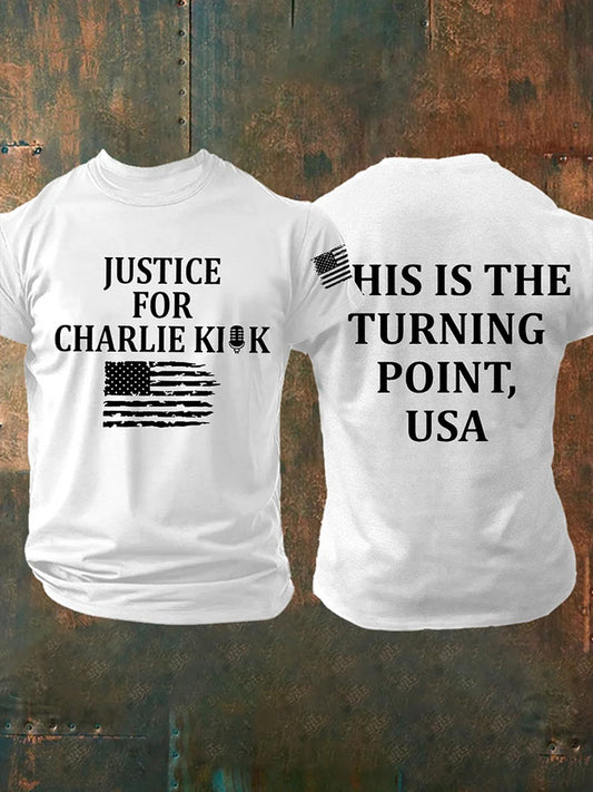 Мъжки charlie kirk turning point сащ trump възпоменателна тениска
