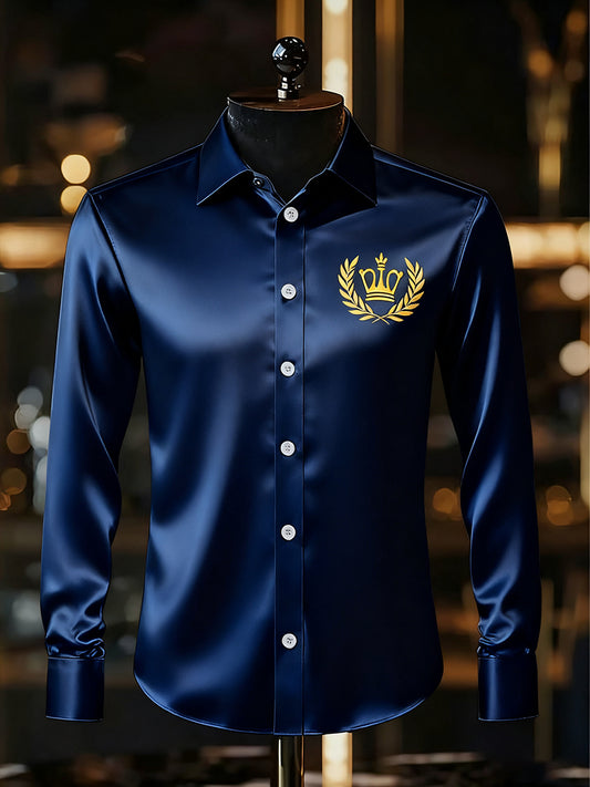 Мъжки бизнес луксозен бизнес стил с дълъг ръкав риза