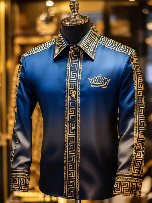 Мъжки бизнес луксозен бизнес стил с дълъг ръкав риза