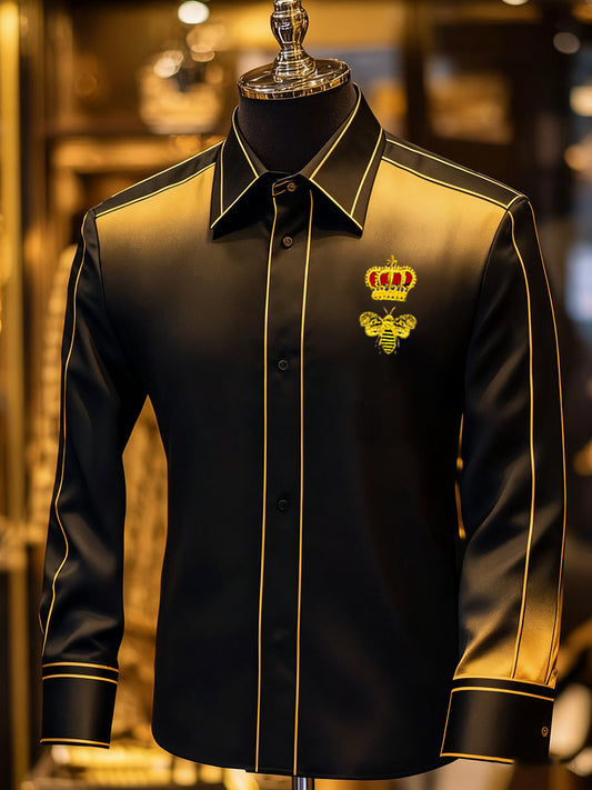 Мъжки бизнес луксозен бизнес стил с дълъг ръкав риза