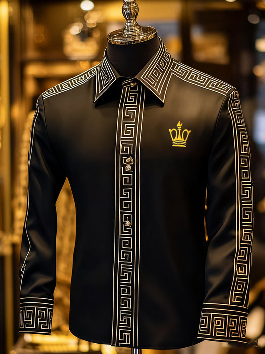 Мъжки бизнес луксозен бизнес стил с дълъг ръкав риза