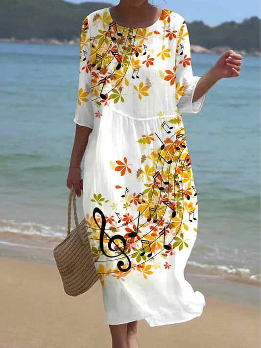 Дамски случайни кръгла врата цветни изкуство печат темперамент рокля