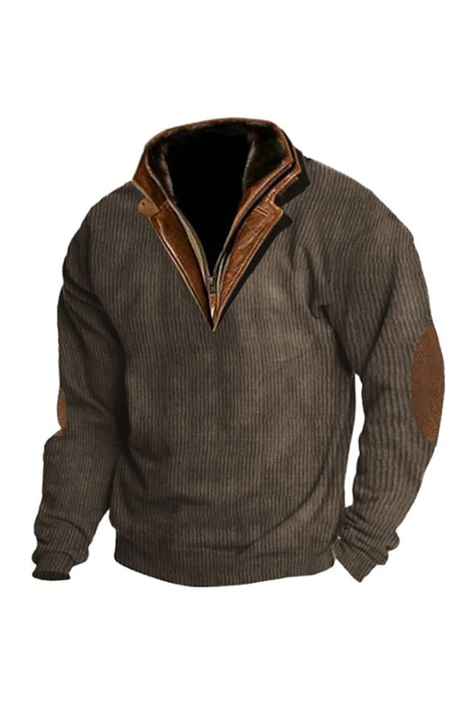 Мъжки топло хлабав плътен цвят на открито дишаща стойка яка пуловер