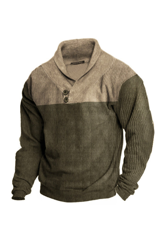 Мъжки открит случайни стойка яка с дълги ръкави суитчър