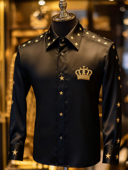 Мъжки бизнес луксозен бизнес стил с дълъг ръкав риза