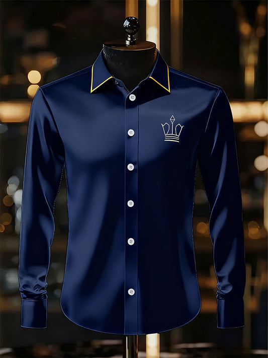 Мъжки бизнес луксозен бизнес стил с дълъг ръкав риза