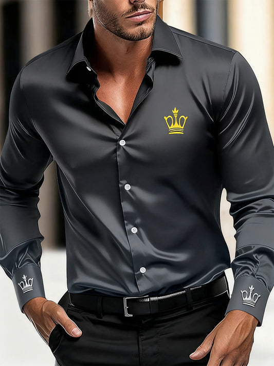 Мъжки бизнес луксозен бизнес стил с дълъг ръкав риза