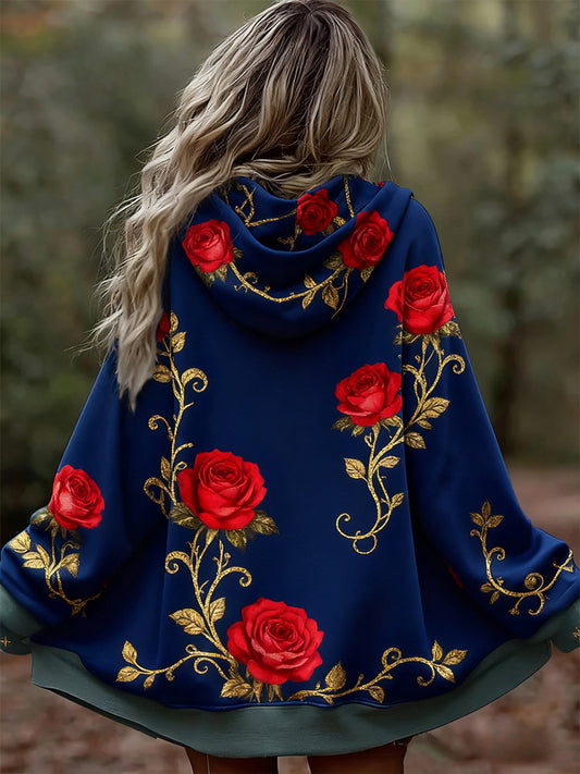 Жените реколта флорални пачуърк изкуство печат удобни случайни качулка