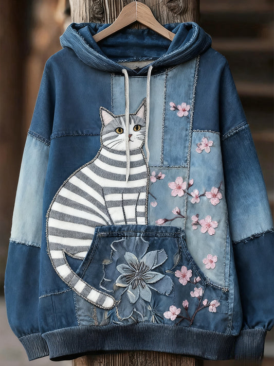 Унисекс животински изкуство печат случайни реколта качулка