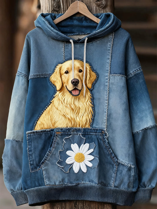 Унисекс животински изкуство печат случайни реколта качулка