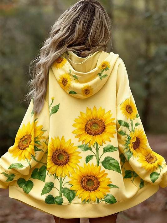 Жените реколта флорални пачуърк изкуство печат удобни случайни качулка