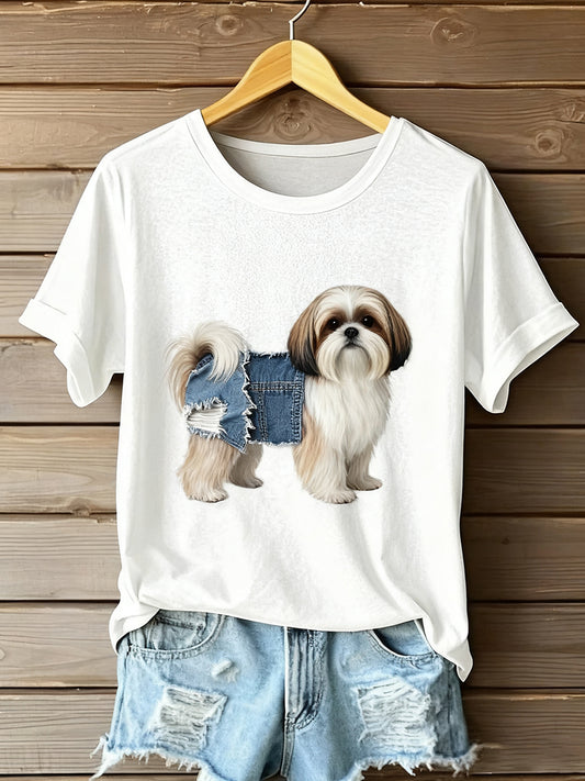 Жените реколта изкуство животно печат удобни тениска