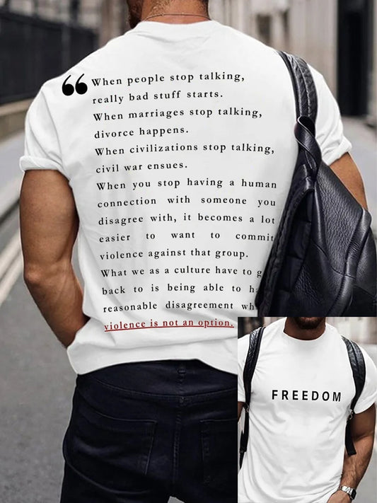 Мъжки реколта чарли кърк американски флаг печат възпоменателна тениска