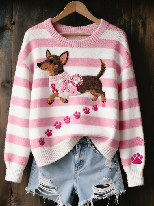 Жените реколта изкуство животински печат уютен плетен пуловер