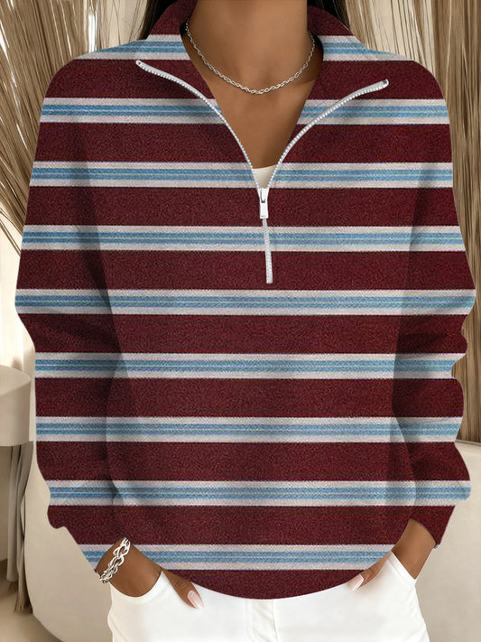 Дамски стилна бордо ивица щанд-яка суитчър