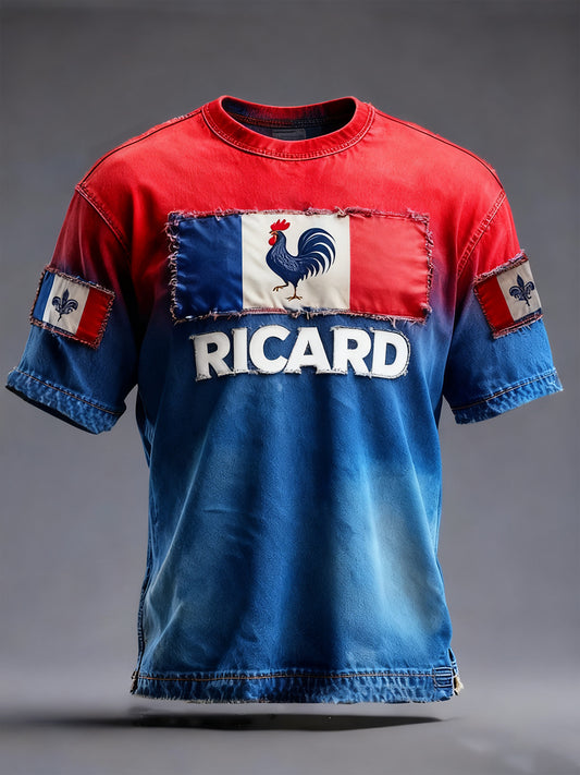 Мъжки френски флаг ricard случайни тениска