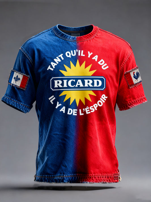 Мъжки френски флаг ricard случайни тениска
