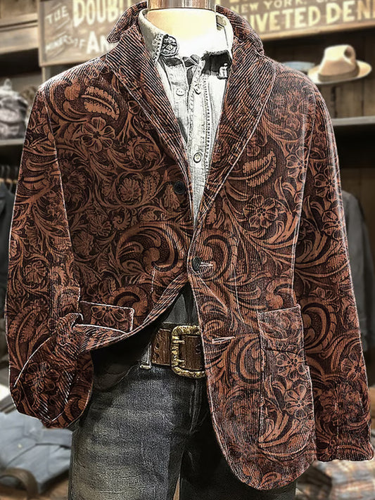 Мъжки ретро абстрактно изкуство печат бизнес стил случайни костюм яке