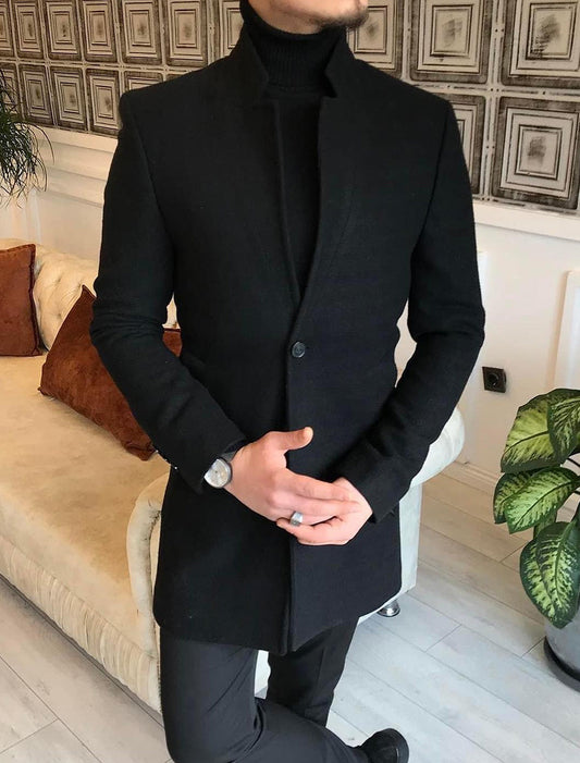 Мъжки ретро изкуство печат случайни вълнен палто