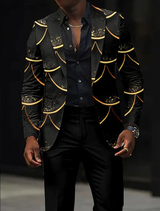 Мъжки ретро изкуство печат случайни блейзър