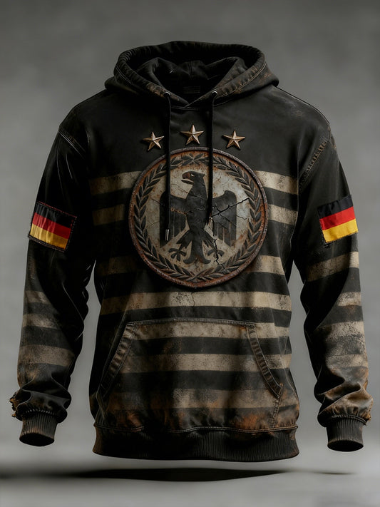 Мъжки реколта немски флаг изкуство печат hoodie