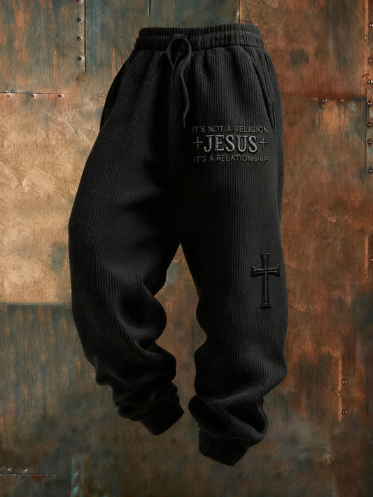 Мъжки ретро вяра печат хлабав ежедневни панталони