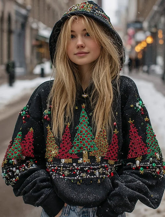 Жените реколта коледа артистични случайни комфорт плетен качулка