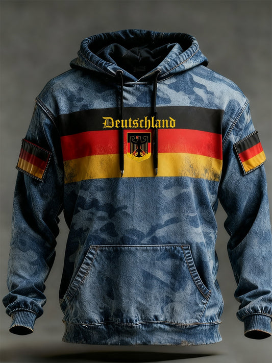 Мъжки реколта немски флаг изкуство печат hoodie