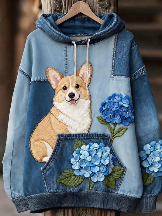 Унисекс животински изкуство печат случайни реколта качулка