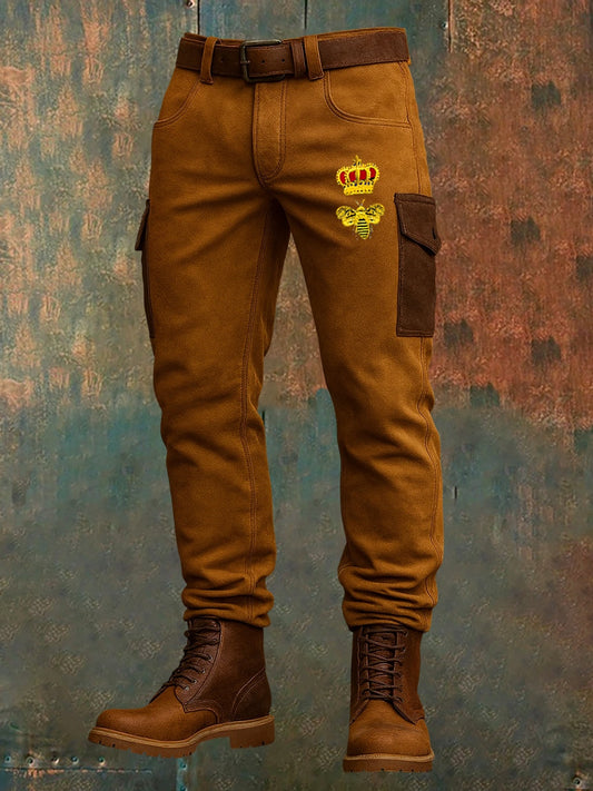 Мъжки ретро реколта печат бизнес хлабав ежедневни панталони