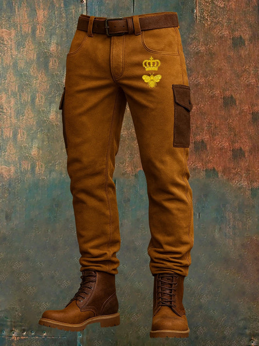 Мъжки ретро реколта печат бизнес хлабав ежедневни панталони