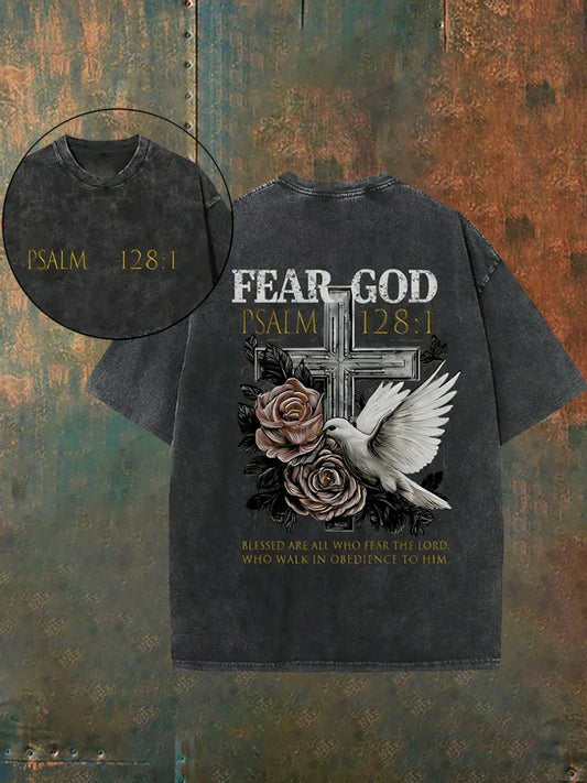 Мъжки реколта затруднено християнски измити случайни тениска