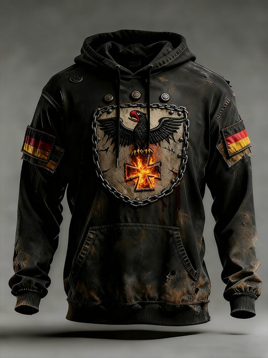 Мъжки реколта немски флаг изкуство печат hoodie