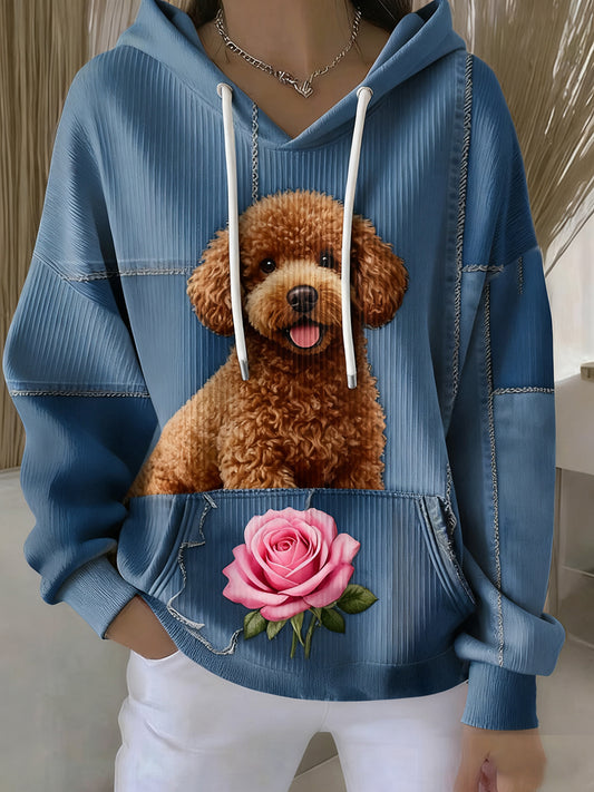 Жените реколта животно изкуство печат случайни ретро качулка