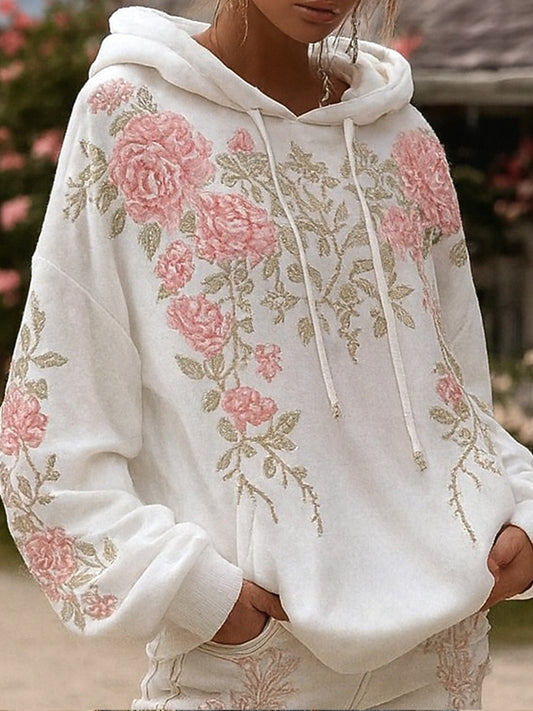 Жените реколта бохемски пачуърк флорални случайни качулка