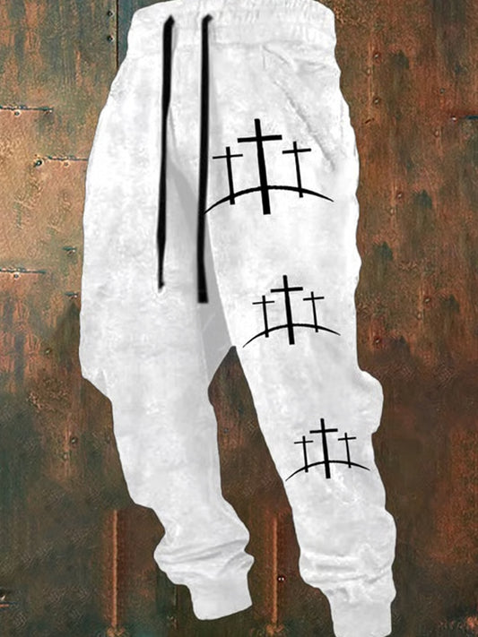 Мъжки ретро вяра печат хлабав ежедневни панталони