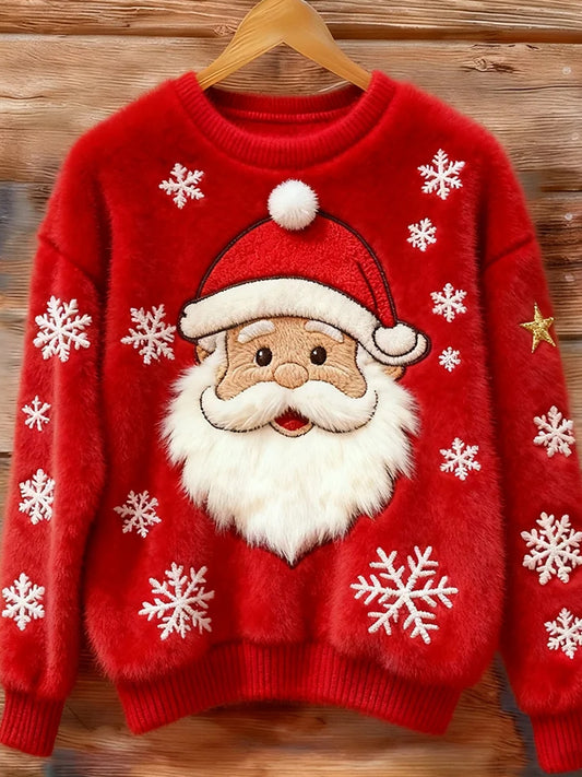 Жените реколта коледа изкуство печат уютен фланел суитчър