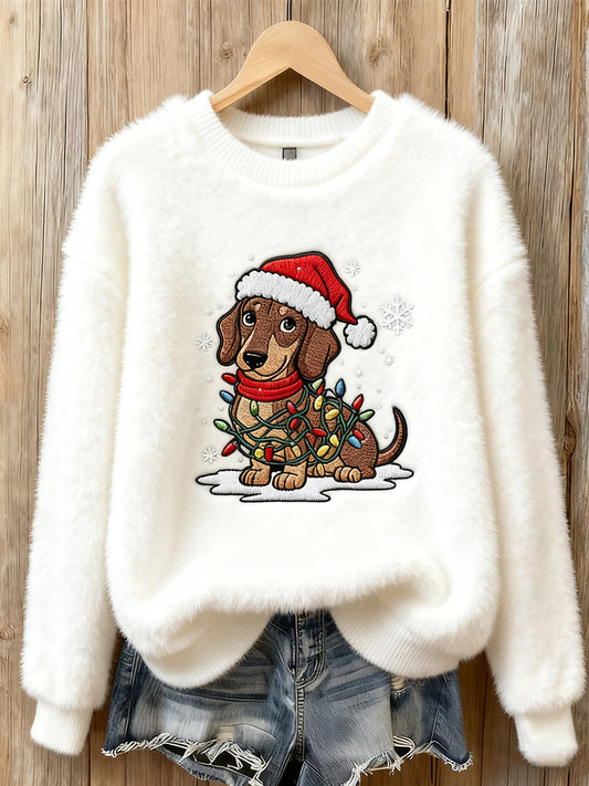 Жените реколта коледа изкуство печат уютен фланел суитчър