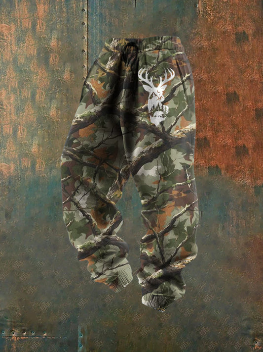 Мъжки ретро western печат хлабав ежедневни панталони