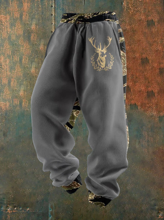 Мъжки ретро western печат хлабав ежедневни панталони