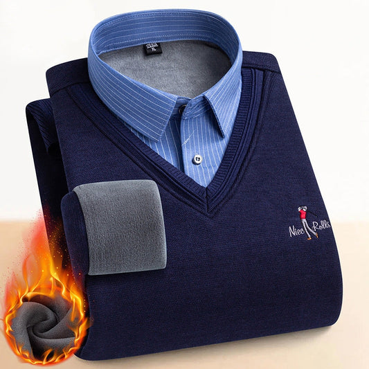 💥Мъжки термален пуловер с двойна подплата от полар