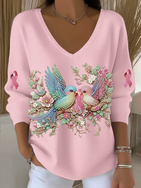 Жените романтичен колибри кристал изкуство v-neck top