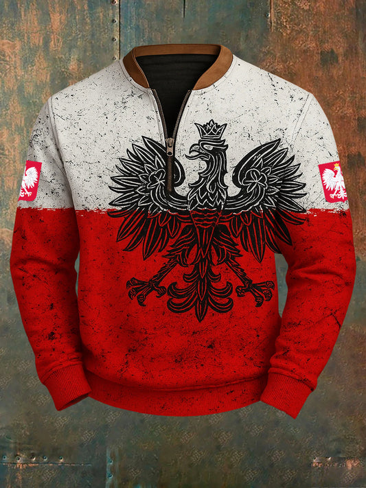 Ретро бяла качулка с орел