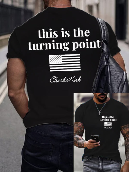 Мъжки charlie kirk turning point сащ trump възпоменателна тениска