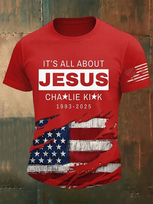 Мъжки charlie kirk turning point сащ trump възпоменателна тениска