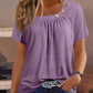 Жените случайни кръг врата плътен цвят елемент бутон къс ръкав топ тениска