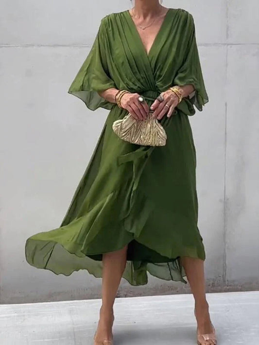 Жените v-neck случайни и елегантни strappy maxi рокля