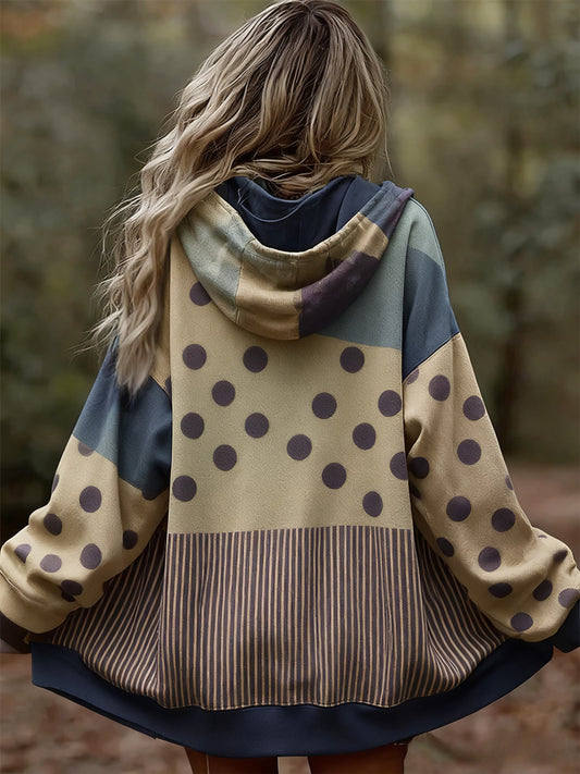 Жените реколта флорални пачуърк изкуство печат удобни случайни качулка